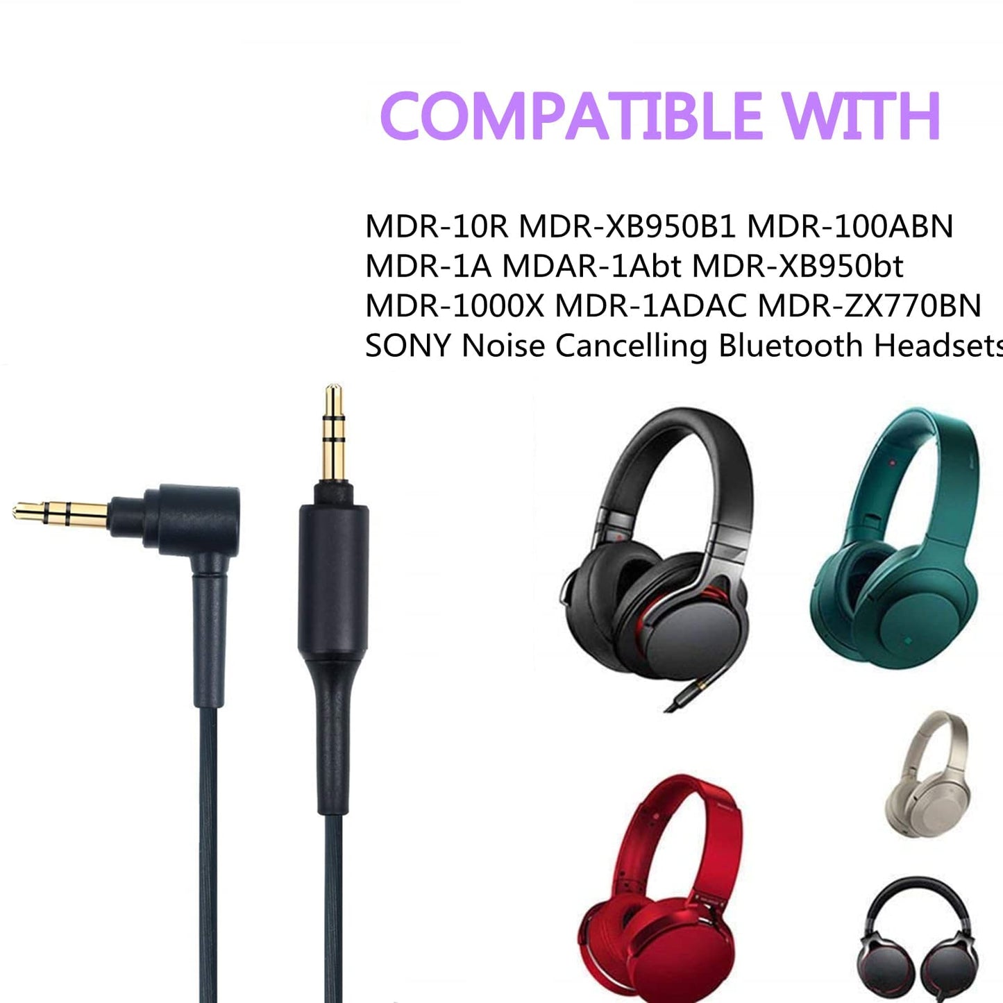 Aquelo New Replacement Audio WH-1000X Headphone Cable Cord Compatible for Sony MDR-XB950BT MDR-1000X WH-1000XM2 WH-1000xm3 4ft/120cm