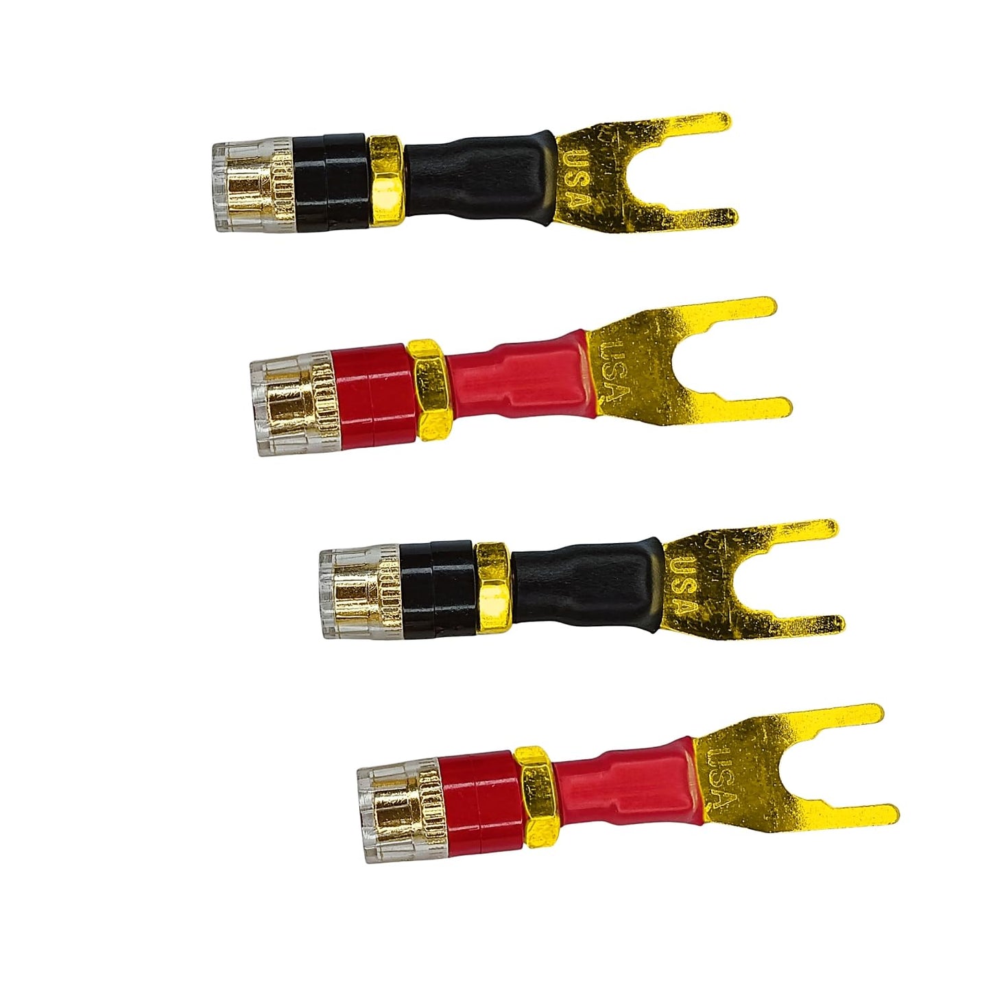 Funayama Spade to Banana Jack Adapter 4-Pack, 24K Gold Plated Y Terminal Speaker Wire Connector, Compatible for Yamaha, Denon, Marantz Amplifier
