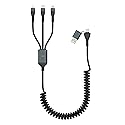 100W Coiled Multi Charging Cable - 5 in 1 USB A/ USB C to Type C/ Lightning/ Micro Three Cable [Fast Charging & Sync Data] Retractable Multiple