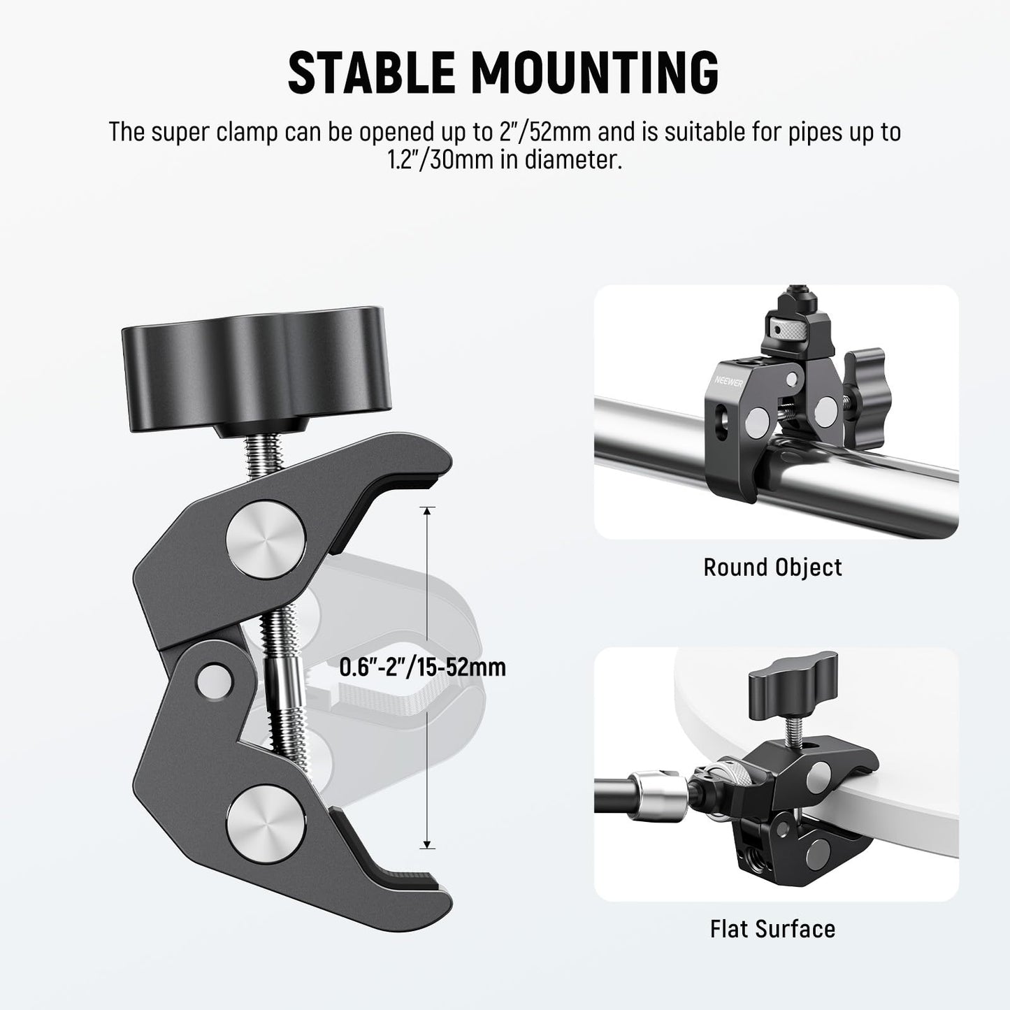 Neewer 11" Articulating Magic Arm Clamp Mount with Super Clamp, Camera Monitor Mount with 1/4" 3/8" ARRI Locating Pins & Holes for DSLR Action Camera