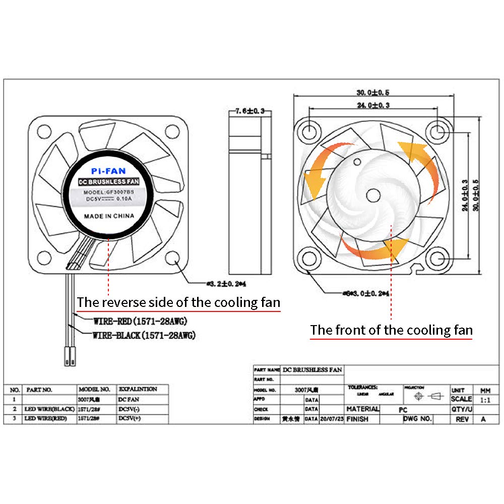 GeeekPi Fan for Raspberry Pi - 30x30x7mm DC 5V Brushless CPU Cooling Fan with 7PCS Heatsink for Pi 4 Model B, 3B+, 3 & Retroflag NESPI CASE Plus