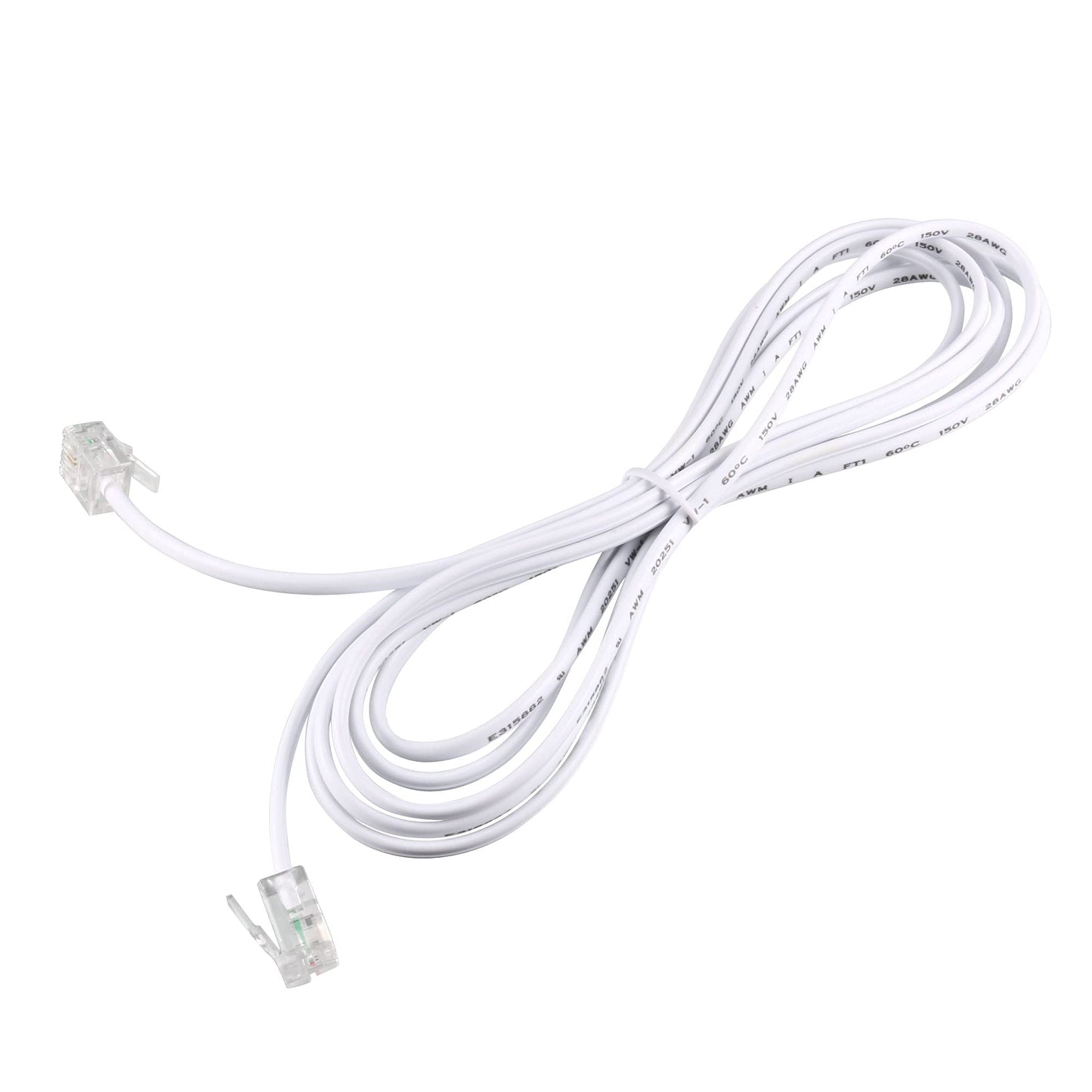 uxcell RJ11 6P2C Telephone Line Cord Cable, 2m Long Phone Extension Cord Wire with Standard RJ11 Plug for Fax Modem ADSL, Phone Line Modular Plug