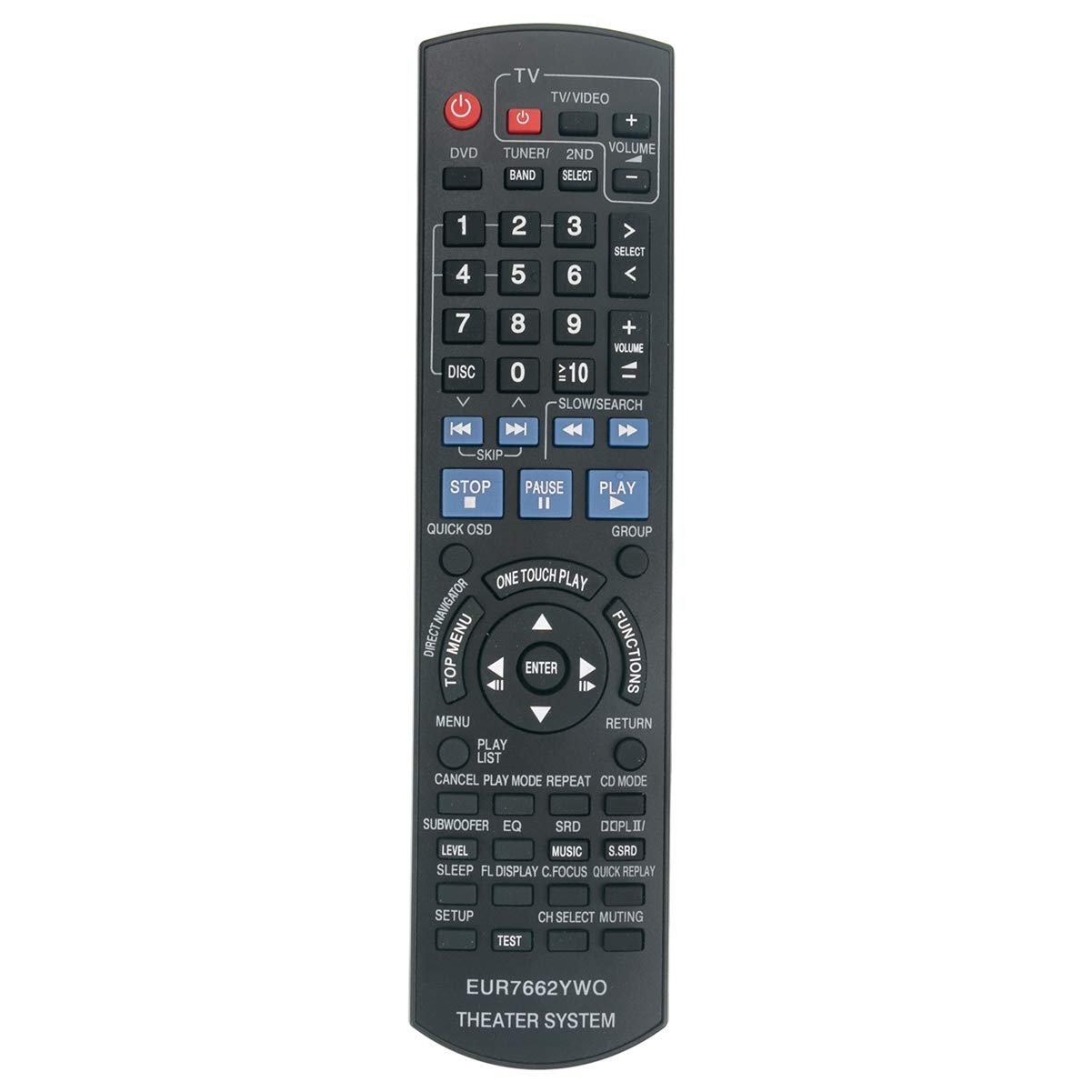EUR7662YW0 Replacement Remote Control Applicable for Panasonic SC-PT750 SA-PT750P SA-PT750PC SC-PT753 SA-PT753 DVD Home Theater Sound System