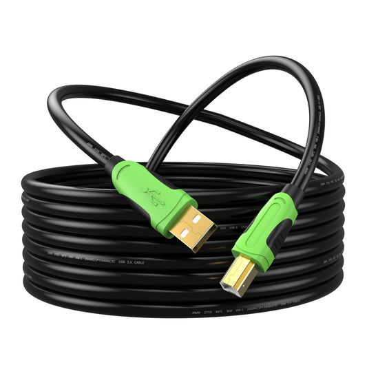 XXONE 30ft USB Cable - Type A-Male to B-Male, Gold-Plated for Printer/Scanner