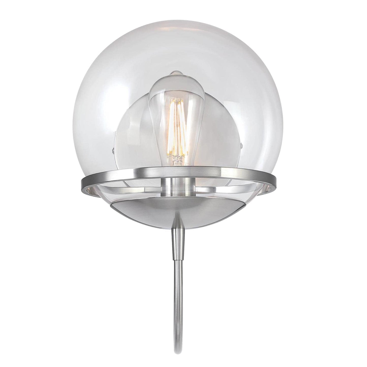 Westinghouse 6119200 Marla Contemporary One-Light Indoor Wall Light Fixture, Brushed Nickel Finish, Clear Glass