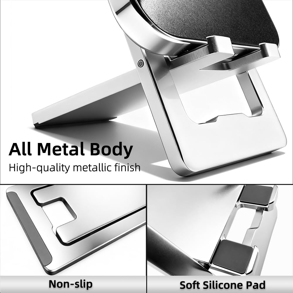 JYWYBF Durable Aluminum Phone Holder with Bottle Opener, Flat iPhone Stand for Desk, Cell Phone Stand for Travel Essentials & Office Accessories