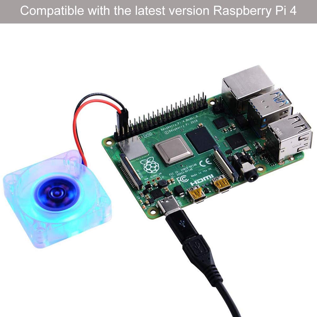 MakerFocus 2pcs Raspberry Pi 4B Fan, Raspberry Pi Cooling Fan DC Brushless CPU Quiet LED Cooling Fan 30mm x 30mm Fan Cooler Radiator 5.0V