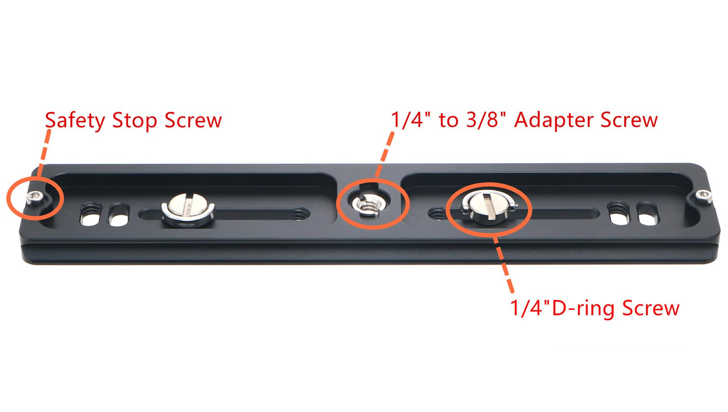 HITHUT PU-200 200mm Universal Lengthened Quick Release Plate Slide Rail with D-Ring Screw for Tripod Ball Head DSLR Camera, Arca-Swiss Compatible