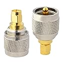 Boobrie 2-Pack UHF to SMA Coax Jack Connector PL259 PL-259 Adapter UHF Male to SMA Male Coaxial Connector Low Loss Coax Adapter for CB Radio Antenna
