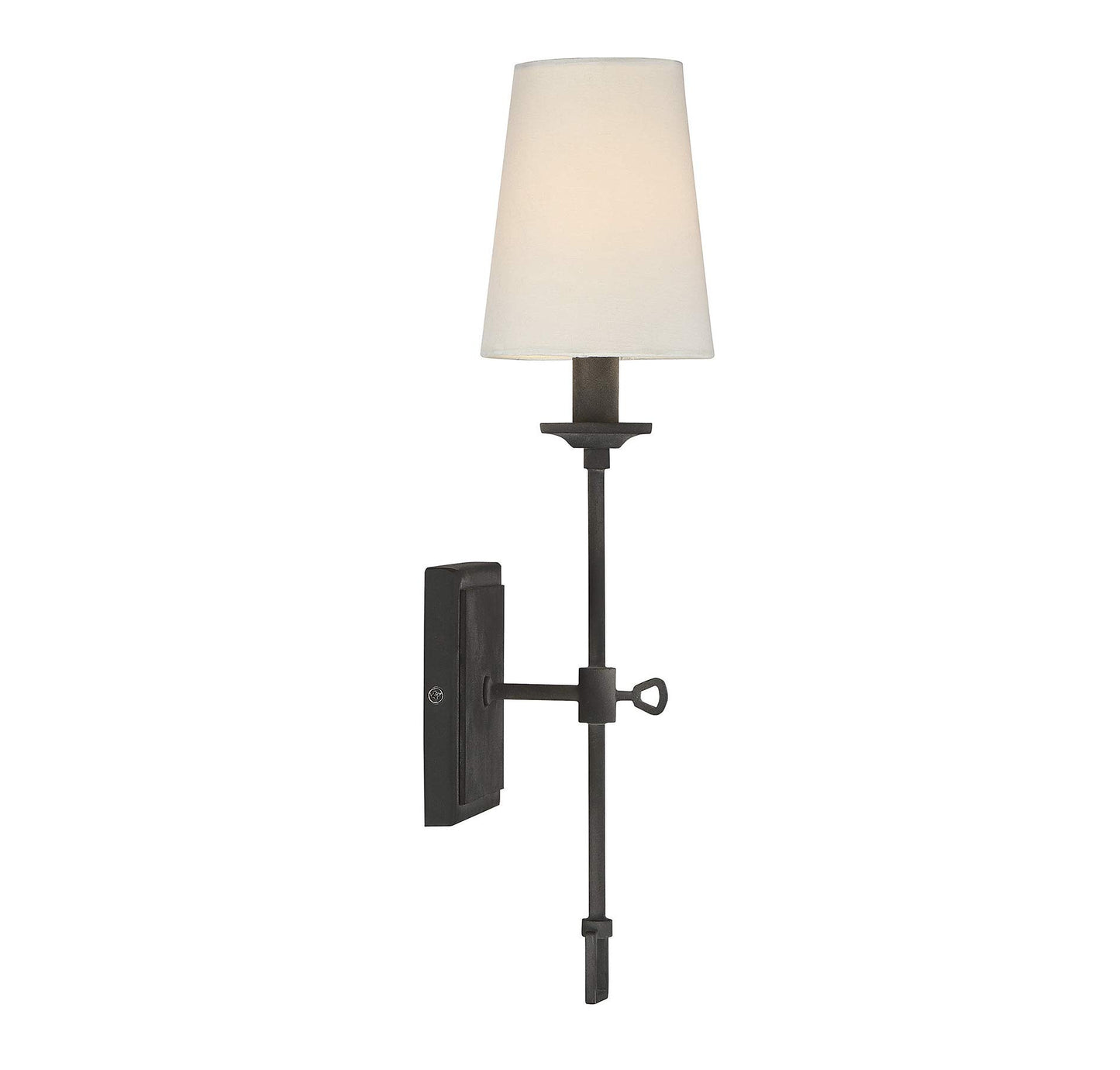 Savoy House 9-9004-1-88 Lorainne Rustic Traditional Soft White Fabric Wall Sconce, 1-Light 60 Watt, 18" H x 5" W, Oxidized Black