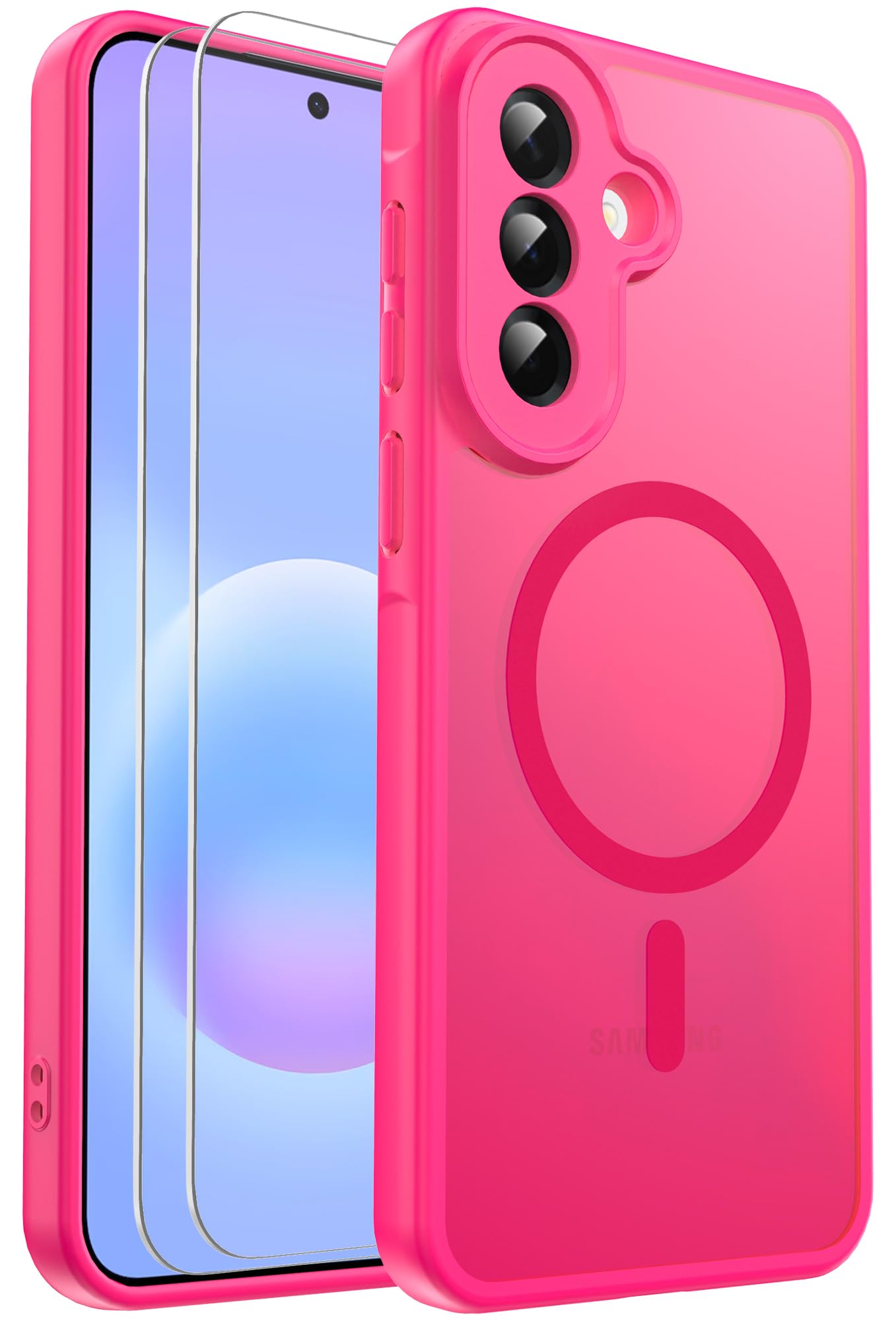 Ezanmull for Samsung Galaxy A57 5G Phone Case Magnetic Shockproof, [Fit for MagSafe] [Glass Screen Protector] Soft-Touch Skin para Frosted Translucent
