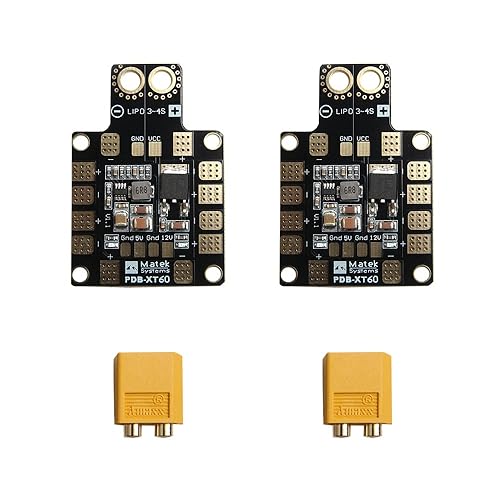 Acxico 2 pcs Drone Power Distribution Board XT60 3-4S 9-18V 5V 12V Output PDB