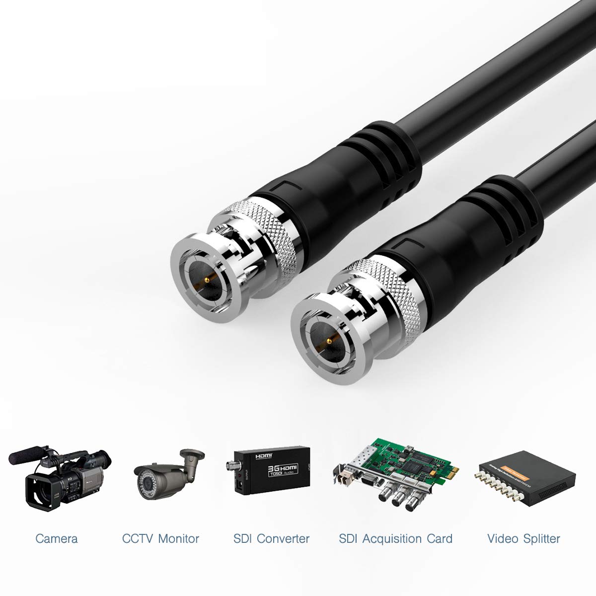 FURUI SDI Cable 10ft, HD-SDI Cable 3G 75 Ohm Coax Cable 75-5 BNC to BNC Cable Copper Connectors Anti Oxidant 1080P for Video Security Camera CCTV