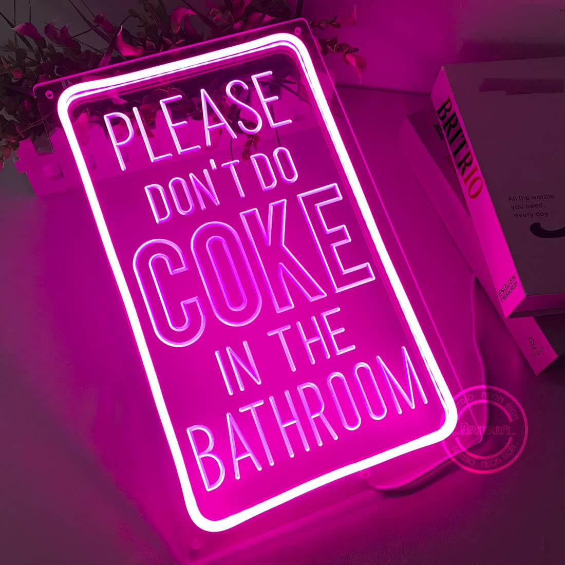 Britrio Please Dont Do Coke in the Bathroom LED Neon Sign Women Gift Bedroom Bathroom Dorm Office Game Room Bar Business Store Wall Art Decor Sign