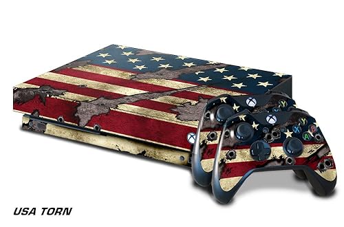 247 Skins Graphics kit Sticker Decal Compatible with Xbox One X and Wireless Controllers - USA Torn