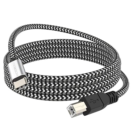 MOSWAG USB B to USB C Printer Cable 6.6FT, Nylon Braided USB B to C Cord for MacBook Pro, HP, Epson, Canon, Brother, Lexmark, Xerox Printers