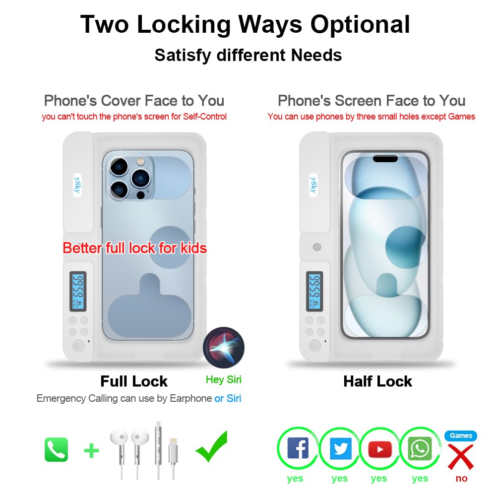 ySky Phone Lock Box with Timer,Phone Access Blocker Device for Cell Phones, Limits Smartphone Access, Reduces Screen Time & Improves Focus,Timed Jail