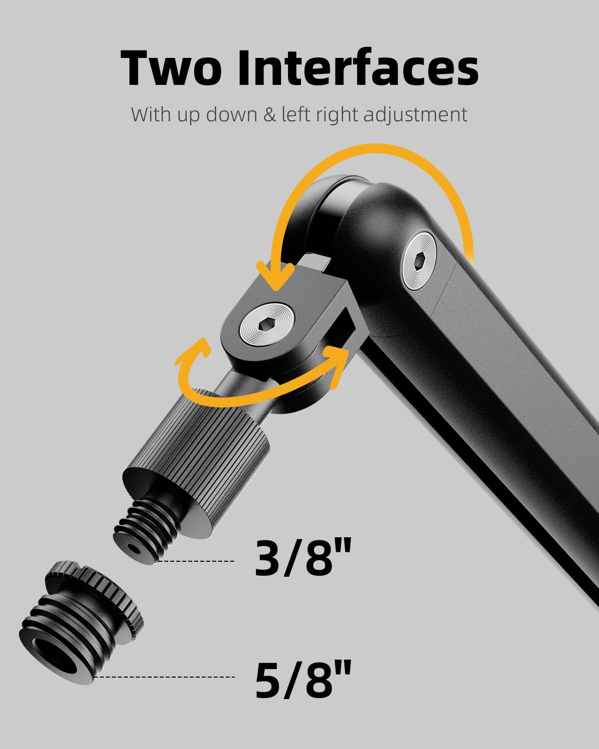 TODI Mic Arm for Lightweight Mics, Microphone Arm Rotatable, Storable Desk Mic Stand for Bear 3LB with Mount Clamp, Mic Stand Boom Arm with Cable