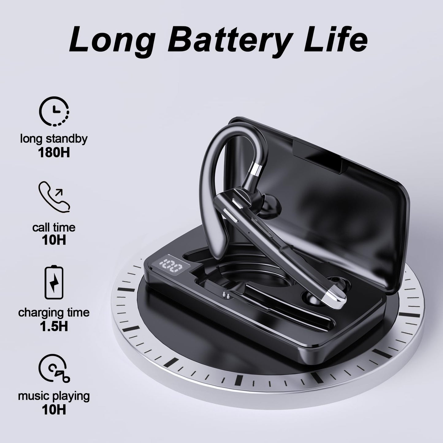 Bluetooth Headset,Wireless Bluetooth Earpiece with 500mAh Charging Case 80 Hours Talking Time?V5.1 Hands-Free Earphones with Built-in Mic