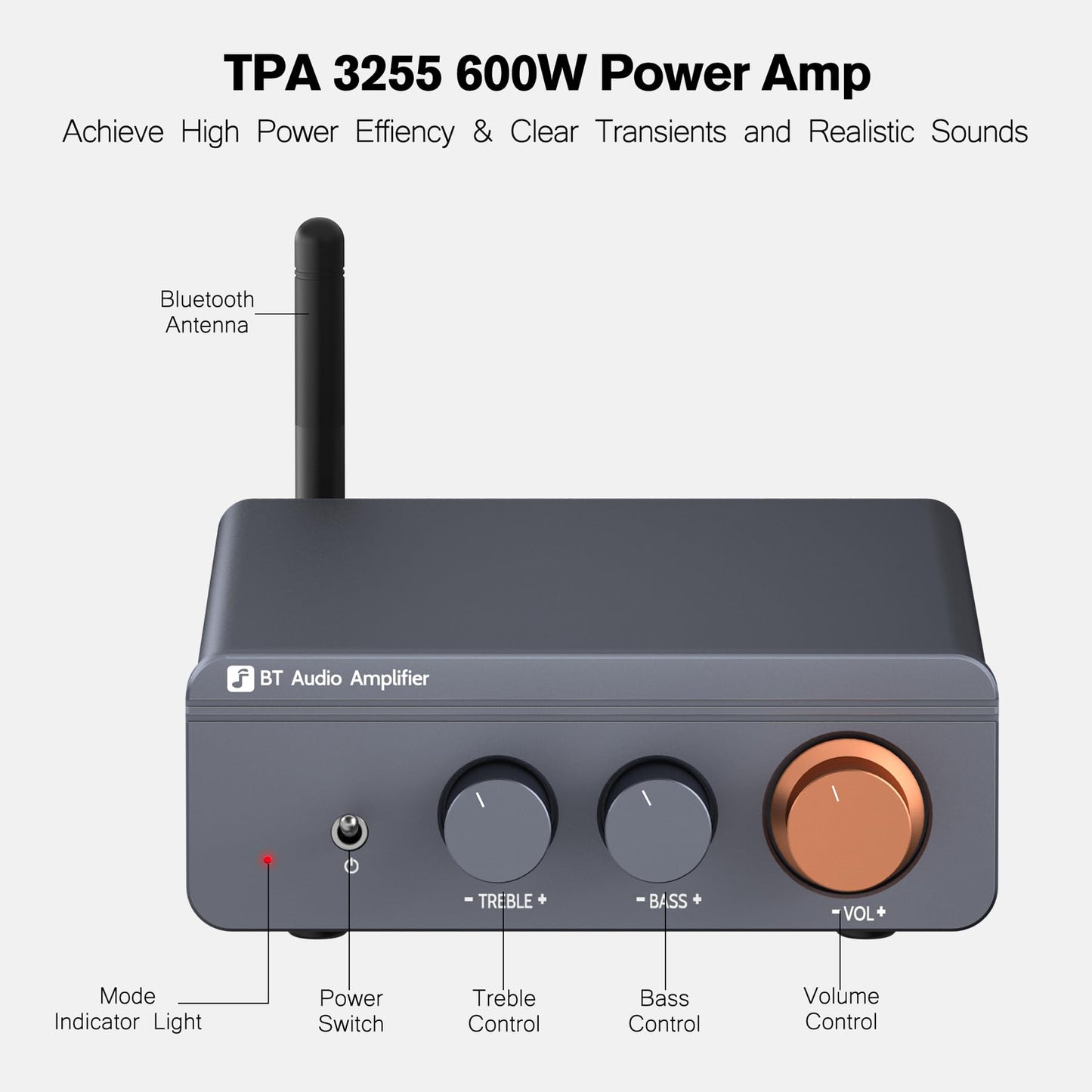 Jancane Amplifier Mini Home Audio Stereo Bluetooth 5.4 Component Amplifier, 300W x2 Wireless TPA3255 2 Channel Class D Amp, Home Outdoor Audio