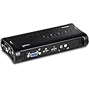 TRENDnet 4-Port USB KVM Switch Kit with Audio, TK-409K, Control Up to 4 Computers, Windows, Linux, Mac OS Compliant, 2048 x 1536 VGA Resolution, NDAA
