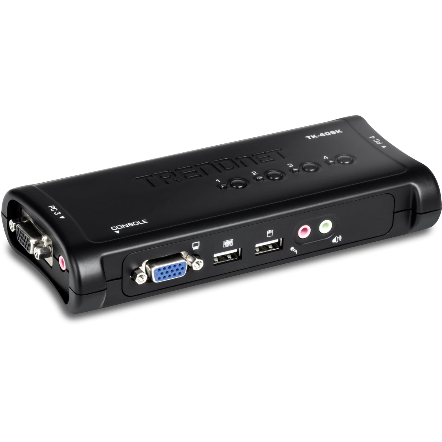 TRENDnet 4-Port USB KVM Switch Kit with Audio, TK-409K, Control Up to 4 Computers, Windows, Linux, Mac OS Compliant, 2048 x 1536 VGA Resolution, NDAA