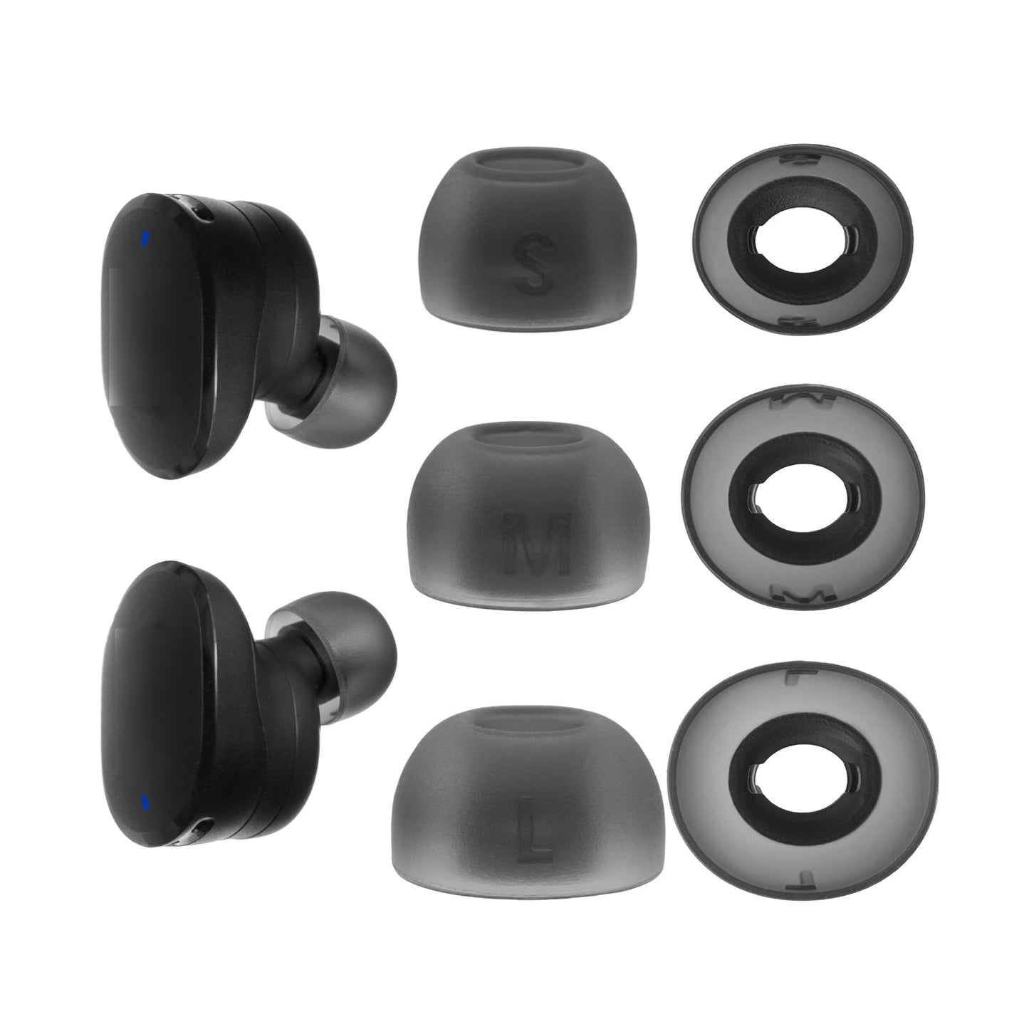 Replacement Earbuds Tips for JBL Tune Buds/JBL Tune Buds 2, Silicone Eartips, 3 Pairs (S/M/L) Black
