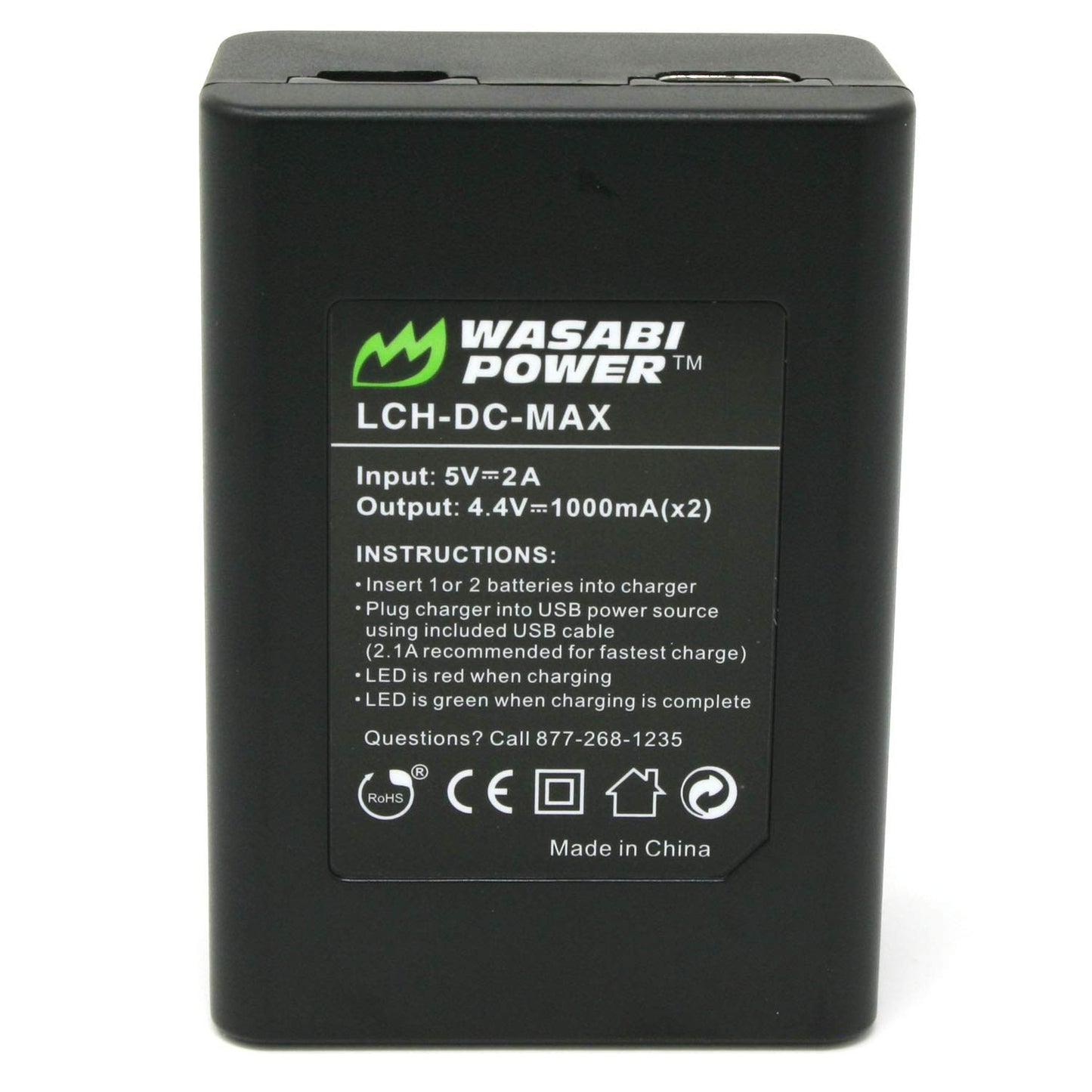 Wasabi Power Replacement for GoPro MAX Battery (2-Pack) and USB Charger Compatible with GoPro ACDBD-001, ACBAT-001 (Fully Compatible)