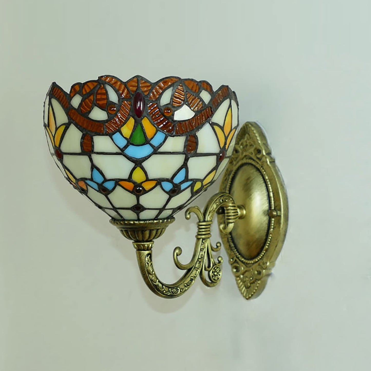 YIYIBYUS Wall Lamp Sconce Handcraft Stained Glass Wall Sconces Lighting Fixture Wall Lamps Indoor Lighting Fixture E27 Bulb Base Wall Light