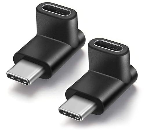 URWOOW Right Angle Type C USB 3.1 Adapter Extension 90 Degree Male to Female Right & Left Angled Extension (2 Pack)