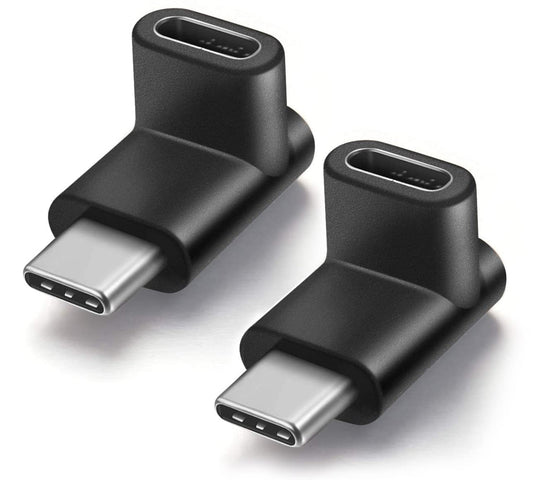 URWOOW Right Angle Type C USB 3.1 Adapter Extension 90 Degree Male to Female Right & Left Angled Extension (2 Pack)