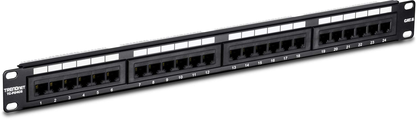 TRENDnet 24-Port Cat6 Unshielded Patch Panel, Wallmount or Rackmount, Compatible with Cat3,4,5,5e,6 Cabling, for Ethernet, Fast Ethernet, Gigabit