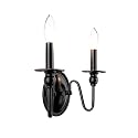 Aspen Creative 62710-01-2, 2 Lights Indoor Wall Fixture, 10-1/4" W x 7-3/8" H x 5-1/8" E, Matte Black Finish, Bulb Not Included