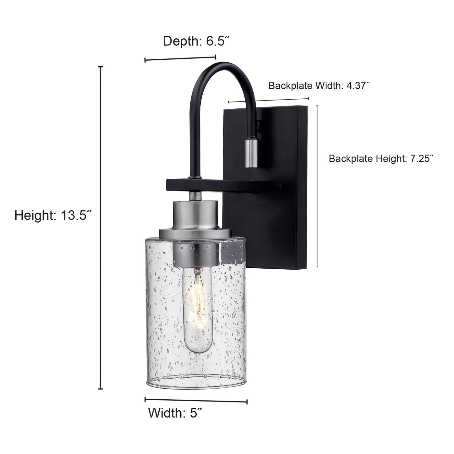 Millennium 3511-MB/BN Transitional One Light Wall Sconce from Clifton Collection in Black Finish