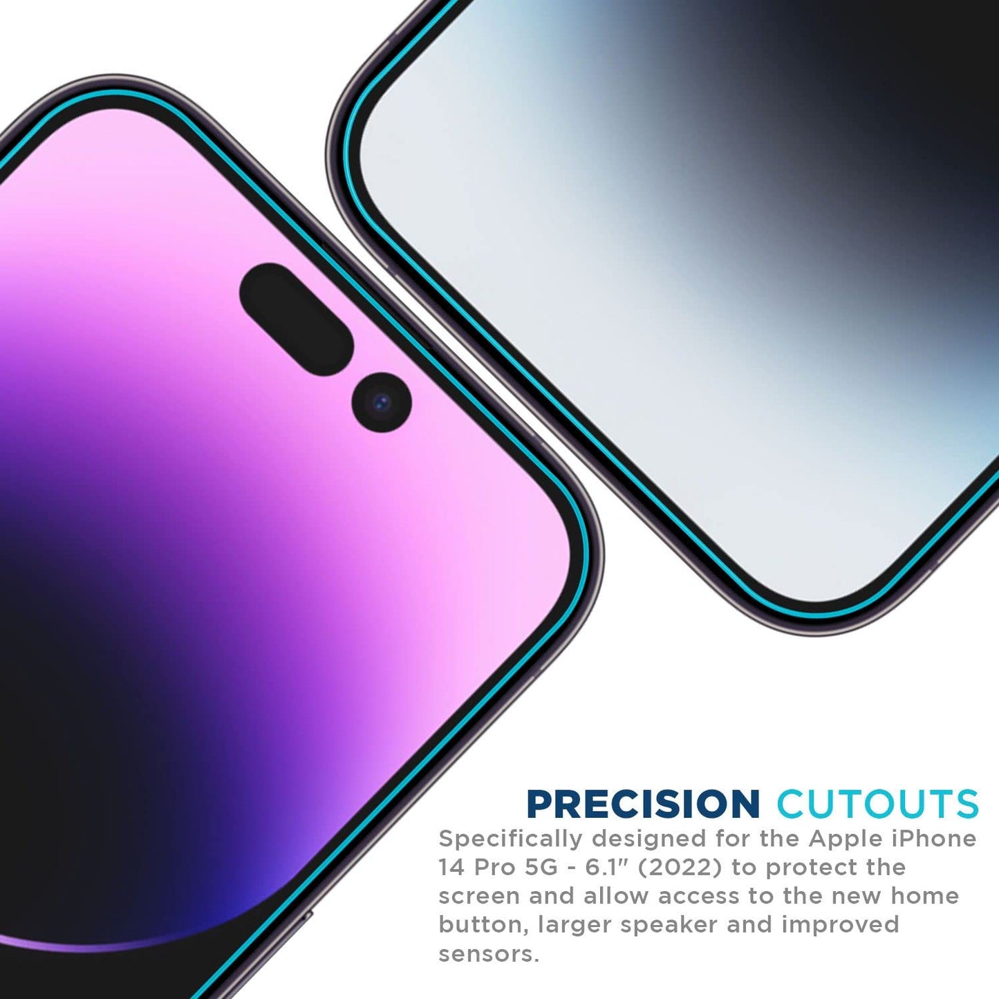 Tech Armor 3 Pack Screen Protector + 1 Camera Lens Protector for iPhone 14 Pro 6.1 inch - Ballistic Tempered Glass, Case Friendly, Dynamic Island