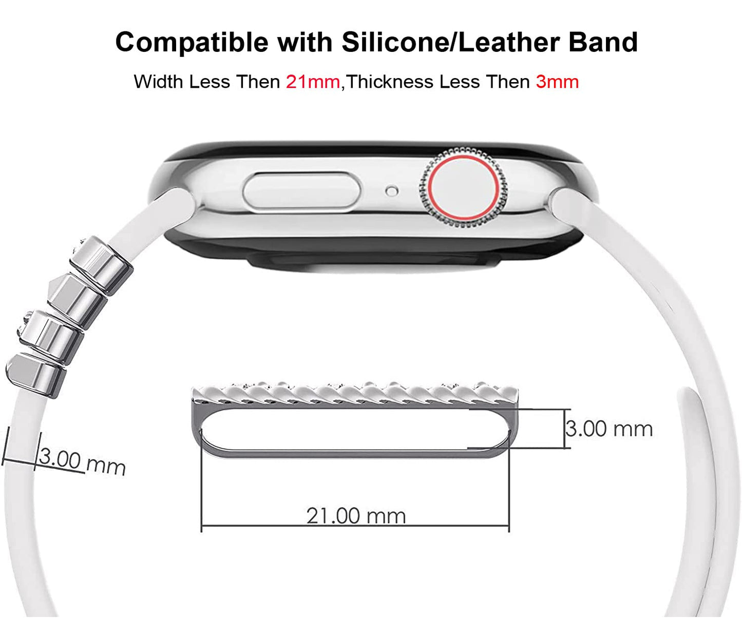 5Pcs Charms for Apple Watch band 41mm 45mm 40mm 44mm 38mm 42mm 46mm 49mm Women,Diamond+Metal Jewelry Decorative Ring For iWatch series 11 10 9 8 7 6 5