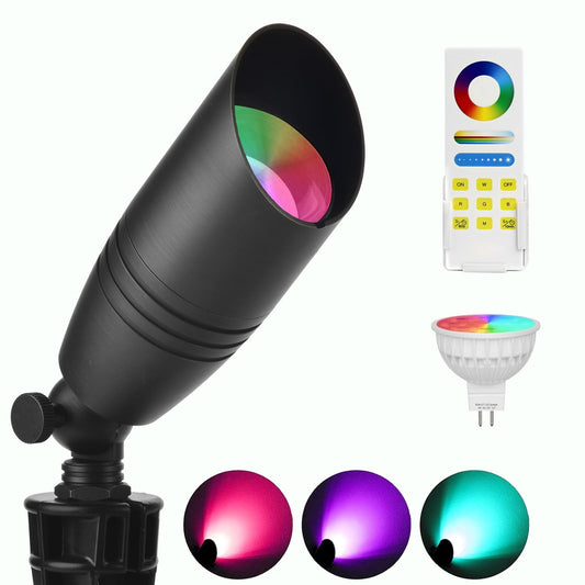 iYogaled RGB Low Voltage Landscape Lights, LED Outdoor Landscape Lighting with Ground Stake,Color Changing 12V Outdoor Spot Lights,Waterproof Up