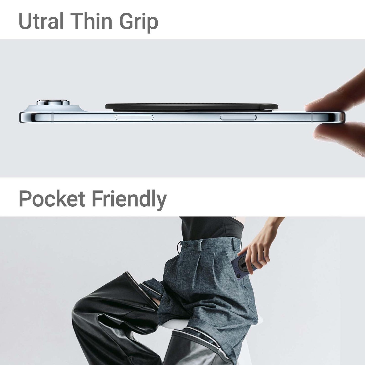 Gornergrat Grat 4 for Magsafe Magnetic Phone Grip Stand, 360° Rotatable Elastic Strap Loop, Detachable Ultra-Thin Aluminum Ring Kickstand Compatible