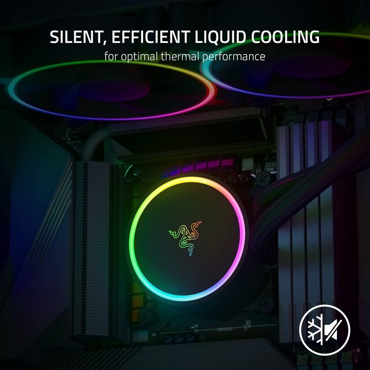 Razer Hanbo Chroma RGB All in One Liquid Cooler aRGB Pump Cap: AIO Design - Quiet, Powerful aRGB Fans - PWM Fan Controller Support - Intel LGA 115X