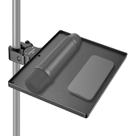 NEEWER BASICS Microphone Stand Tray, 10.6" x 8" x 1.3" Clamp on Mic Desk Shelf Attachment for Studio Stage Concert Karaoke Music Recording Meeting