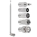 FM Radio Telescopic Antenna 75 Ohm F Type Male Plug with Adapter for Indoor FM/AM Radio Table TV, HiFi AV Stereo Receiver, Mini System