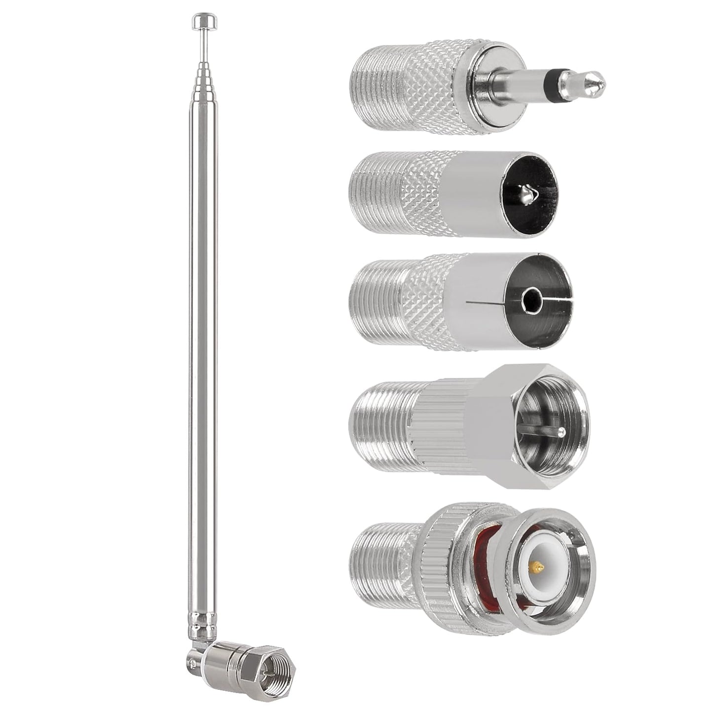 FM Radio Telescopic Antenna 75 Ohm F Type Male Plug with Adapter for Indoor FM/AM Radio Table TV, HiFi AV Stereo Receiver, Mini System