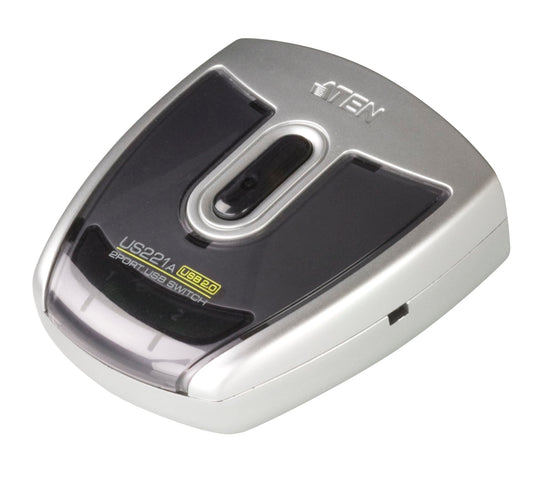 ATEN US221A 2-Port USB 2.0 Peripheral Switch, Includes 1x USB Type-A to USB Type-B Cable (1.8m)