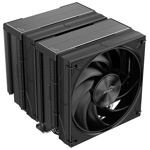 SAMA A60B Dual Tower CPU Air Cooler, 6 Heat Pipes, 2×120mm Guide Ring Fans, 265W TDP Cooling, Quiet 29dBA Operation, Premium Metal Finish, Intel LGA
