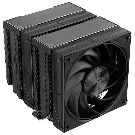 SAMA A60B Dual Tower CPU Air Cooler, 6 Heat Pipes, 2×120mm Guide Ring Fans, 265W TDP Cooling, Quiet 29dBA Operation, Premium Metal Finish, Intel LGA