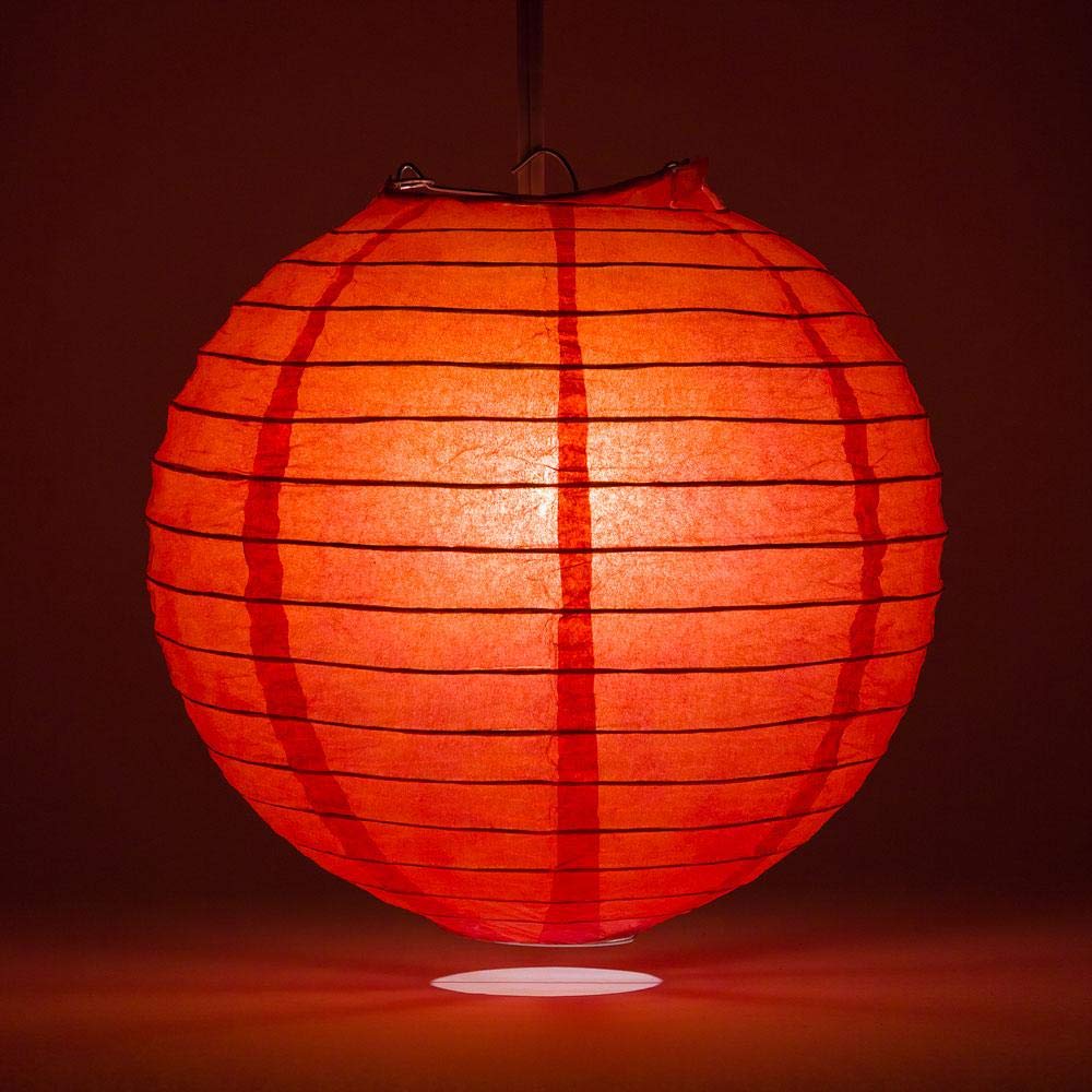 Quasimoon PaperLanternStore Decorative Paper Lantern - (10-Pack, 4-Inch, Red, Even Ribbing) Round Paper Lanterns - Ideal Wedding and Party Decor or