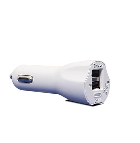 iFlash (2.4 Amps / 12Watt / Fast Speed) Dual Port USB Car Rapid Charger Universal Compatible with/for iPhone 14/13 / 12/11 Pro Max Mini, Samsung