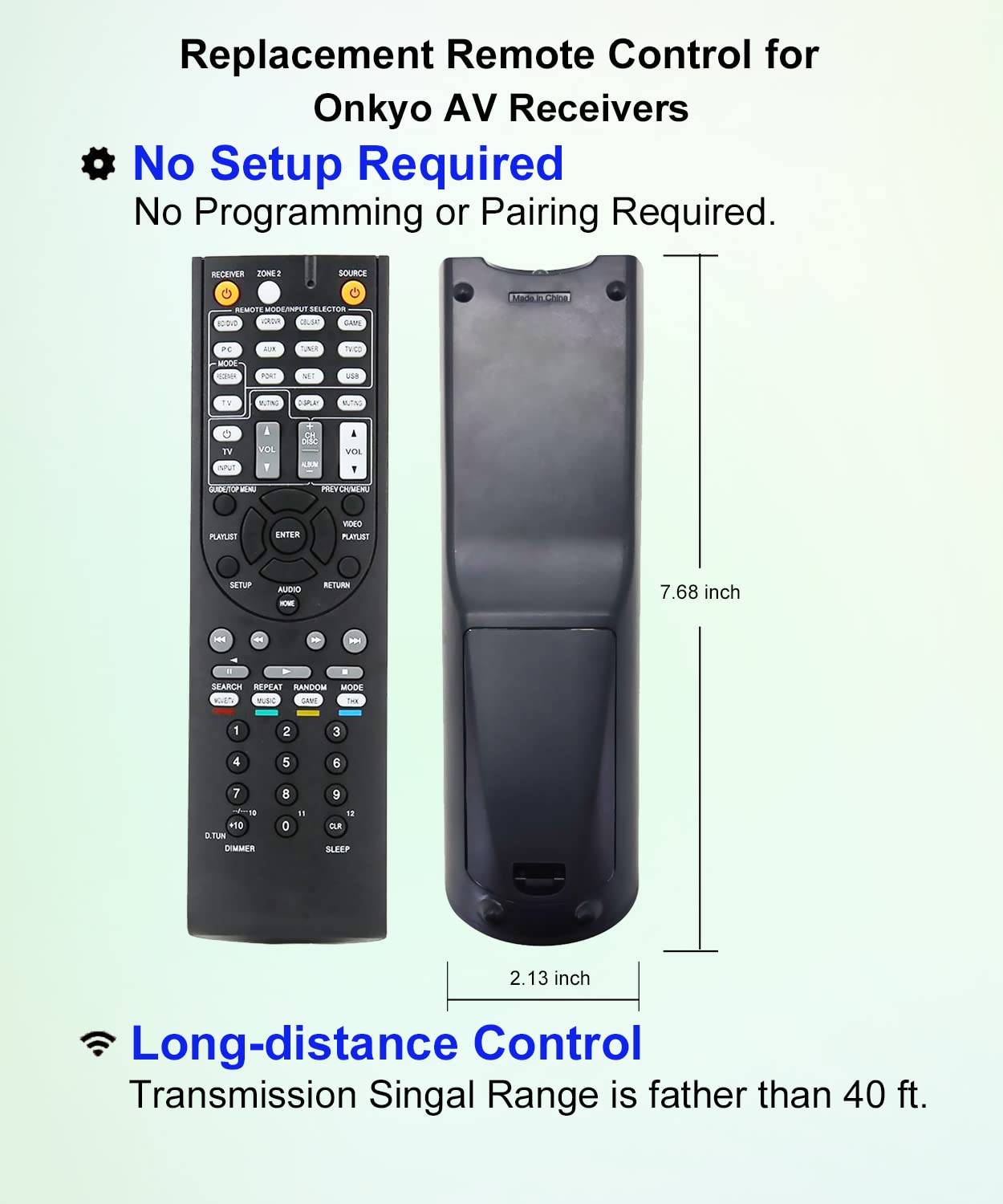 JISOWA Remote Control Universal for Onkyo Home Theater AV Receiver TX-SR508 RC-868M TX-NR727 RC-836M TX-NR717 RC-837M TX-NR616 RC-765M TX-NR626