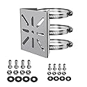 WiTi Universal Vertical Pole Mount for Security Camera, Stainless Steel Mounting Corner Bracket with 3 Loop Pipe Clamps, Suitable for CCTV Cameras LED