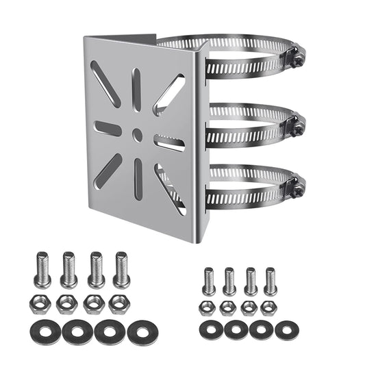 WiTi Universal Vertical Pole Mount for Security Camera, Stainless Steel Mounting Corner Bracket with 3 Loop Pipe Clamps, Suitable for CCTV Cameras LED